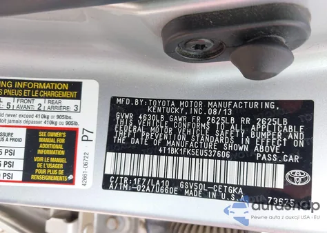 2014 Toyota Camry Xle V6 from USA, damaged, VIN 4T1BK1FK5EU537606